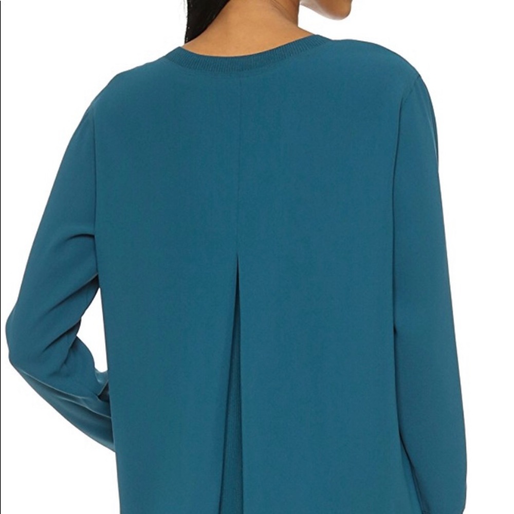 Vince inverted pleat teal blouse